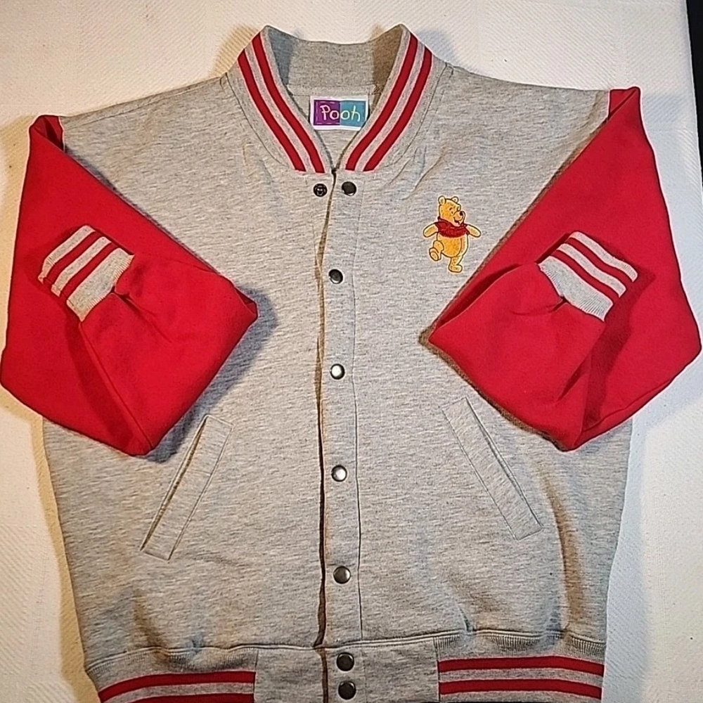 Vintage Winnie The Pooh Varsity Jacket 100 Acre Collection Red and Gray Size M
